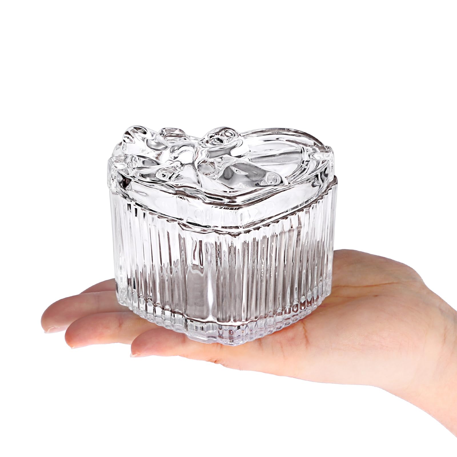 Recipiente para polvos corporales con borla para polvos de bebé, caja de cristal transparente con 2 borlas de polvo para polvos sueltos, talco para mujeres y niñas, regalo para cumpleaños