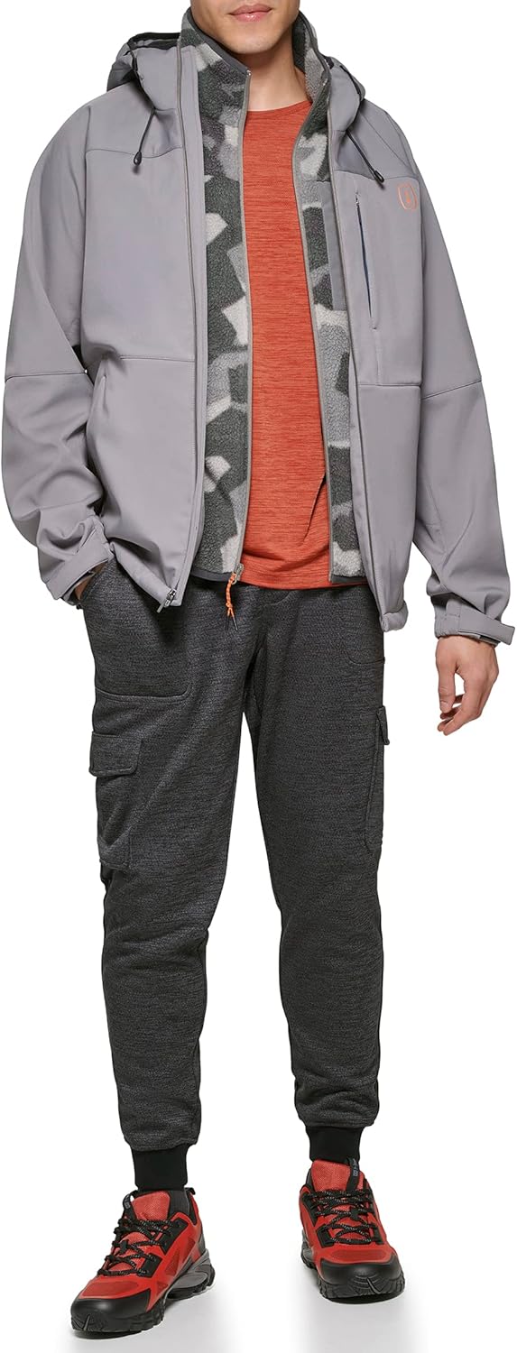 BASS OUTDOOR Men's Firebird Softshell Full Zip Hooded Rain Jacket