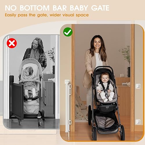 Miniatura 4 de HOMEAL Puerta retráctil para bebés de 120 pulgadas extra ancha, puerta de seguridad para bebés con aberturas grandes, puerta de malla retráctil