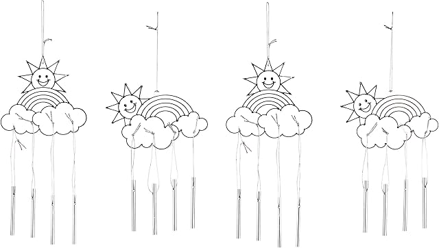 Baker Ross AG241 Rainbow Suncatcher Windchimes Craft Set for Kids to Decorate Novelty Toys for Children, Perfect Party, Loot or Prize Bag Filler (Pack of 4)