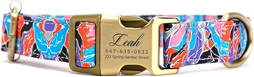 Collar de perro personalizado con nombre y número de teléfono grabado, collar ajustable personalizado para cachorros, collar de algodón orgánico