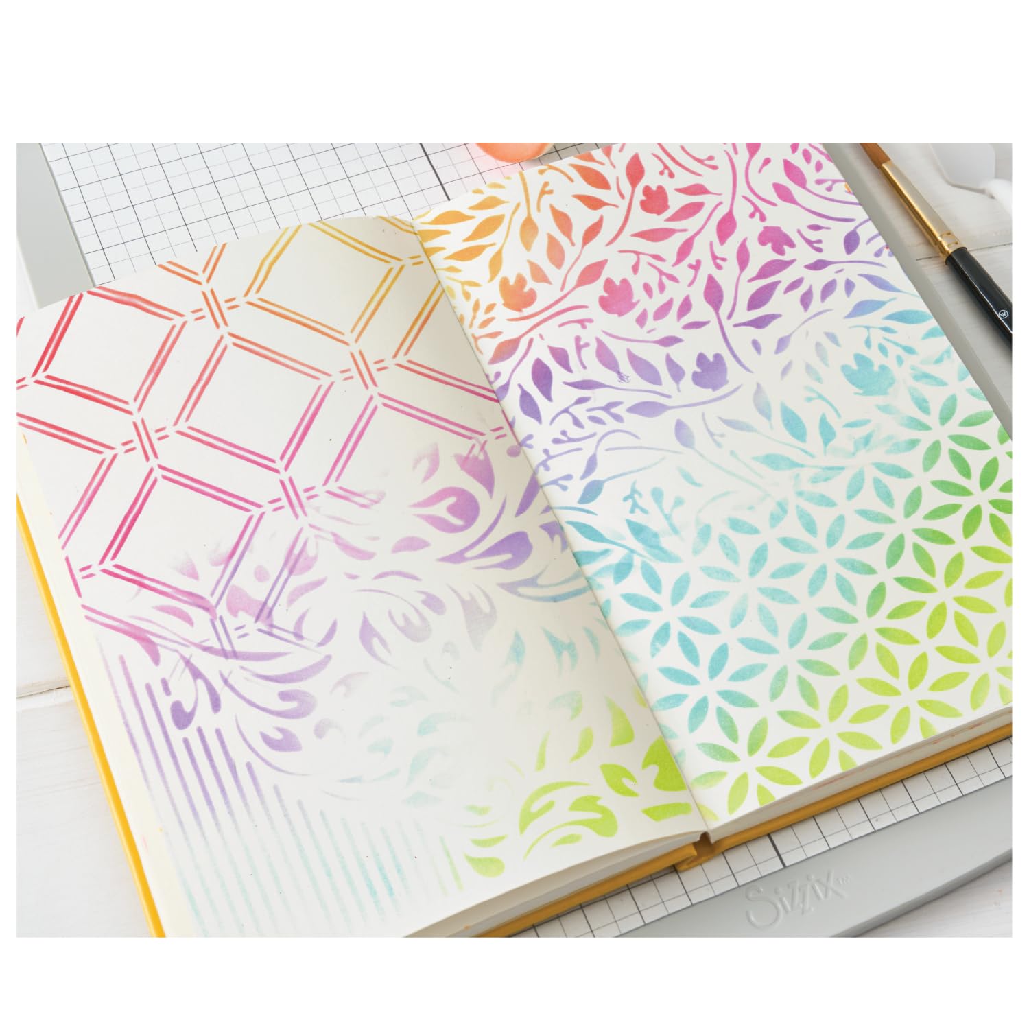 Sizzix Layered Stencils, Backgrounds by Willow Wolfe, 4 Reusable Stencils