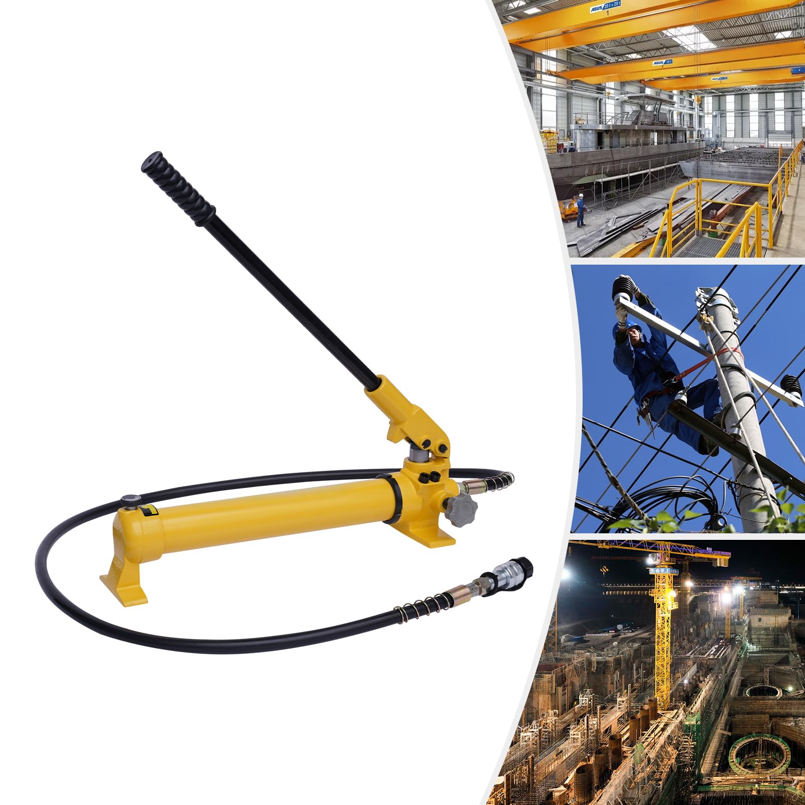 Pompa idraulica manuale 700cc, pompa manuale ad alta pressione fino a 70 MPa con tubo da 1,8 m e attacco ZG3/8, per cilindri idraulici, presse e utensili