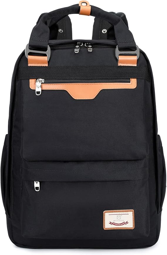 Myhozee Womens School Backpack, Casual Rucksack Handbag School Bag for Teenager Girls, Water-Resistant Laptop Backpacks 15.6 inch Daypack for Mens Ladies Travel/Work/College，Black