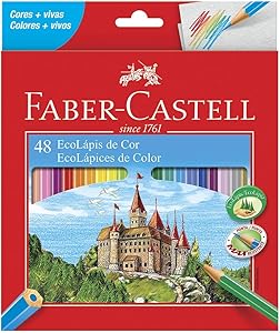 Lápis de Cor Sextavado, Faber-Castell, Ecolápis, 120148G, 48 Cores