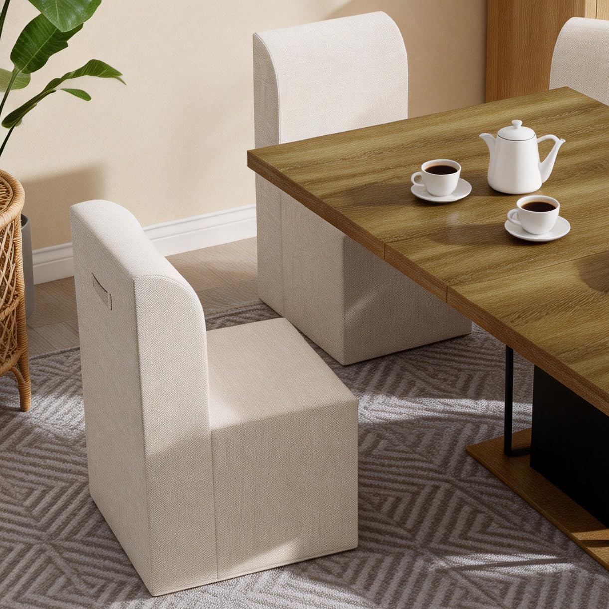 SSLine Modern Upholstered Vanity Chair Elegant Beige Linen Makeup Desk Chairs for Girls Women Armless Single Sofa Chair for Living Room Bedroom,Fully Assembled（Set of 1）