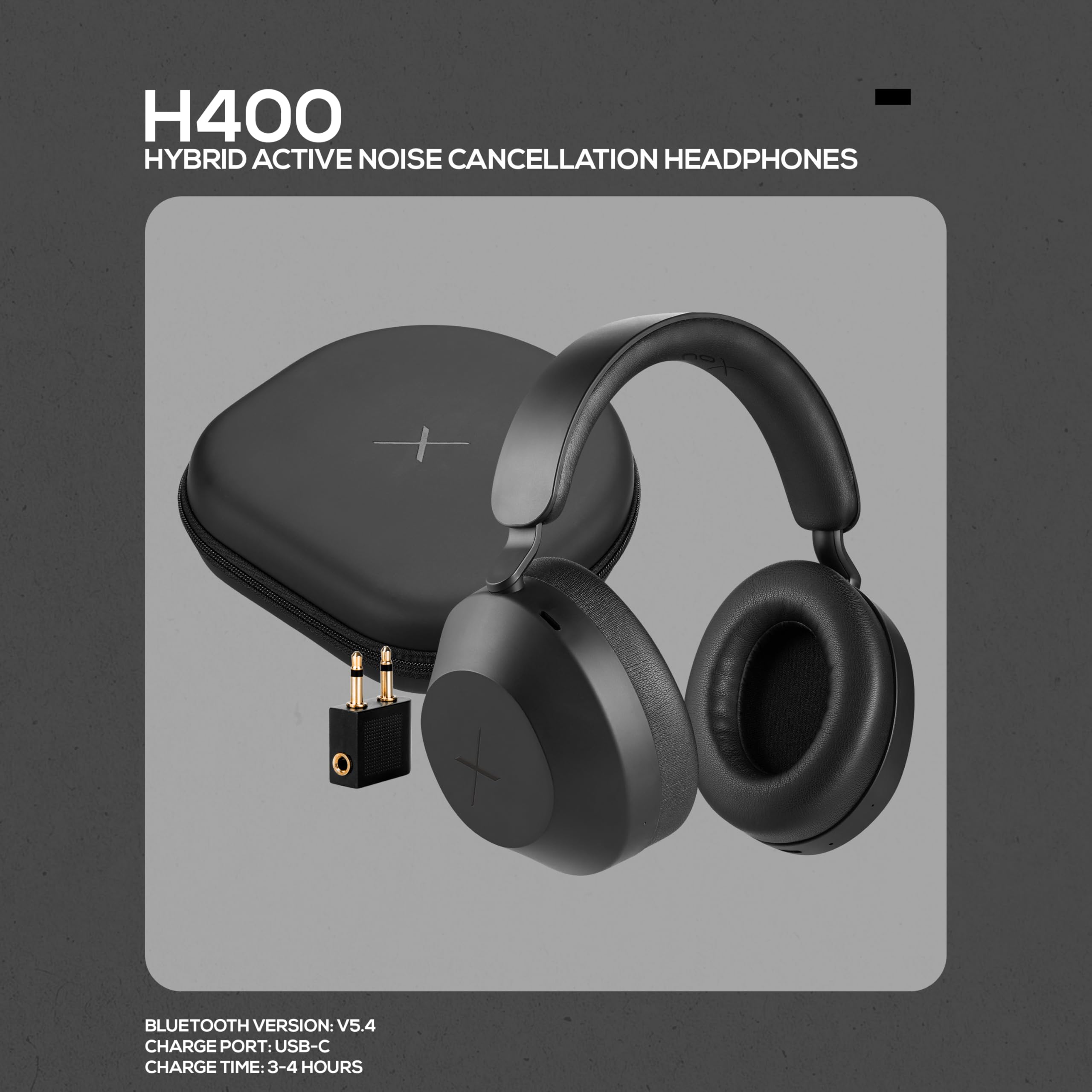 VolkanoX H400 Hybrid Active Noise Cancellation Headphones - Black