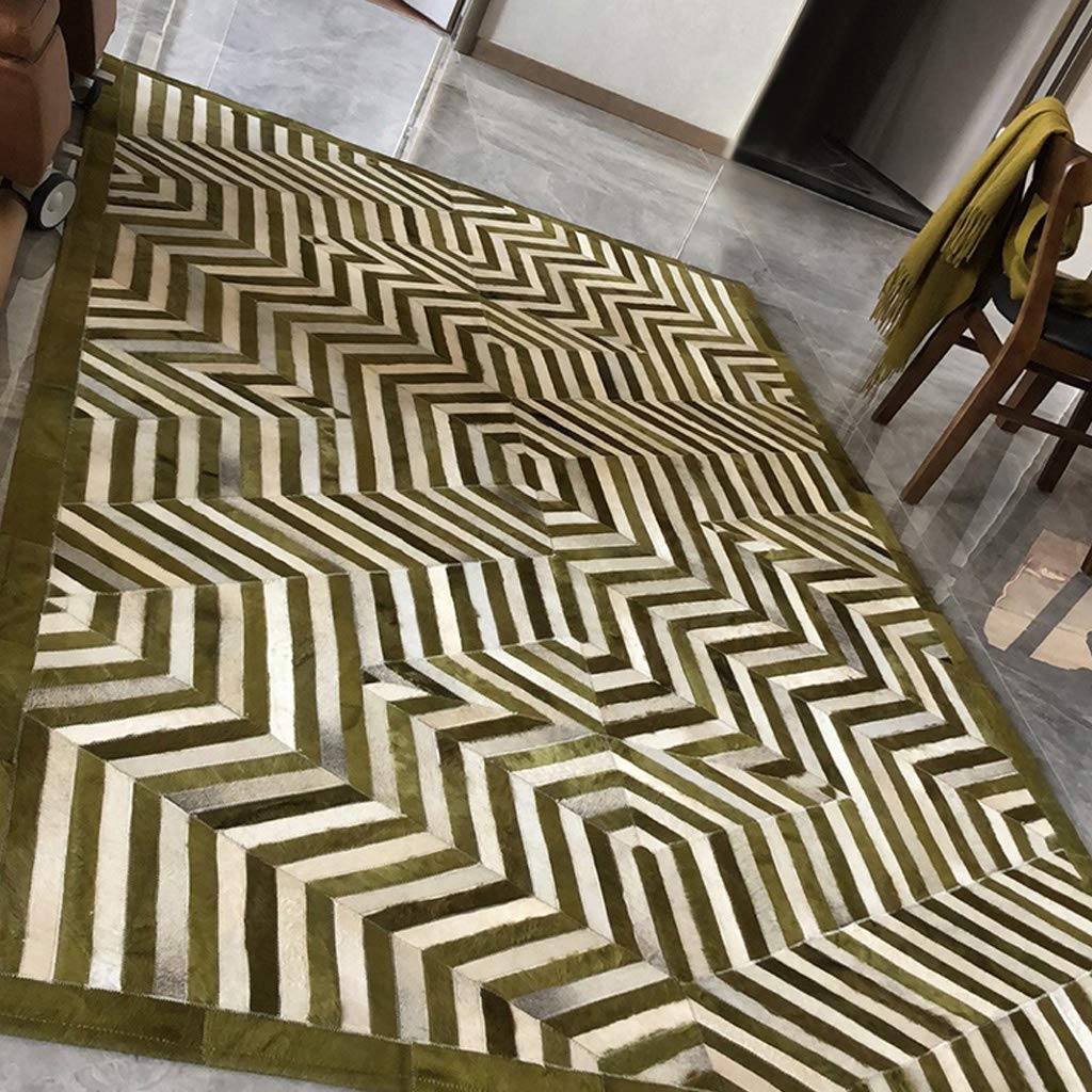 Duży dywan ze skóry bydlęcej, patchwork, zielony, ze skóry bydlęcej, dekoracyjny, do salonu, sypialni, pokoju dziecięcego, nowoczesny design, dekoracja domu