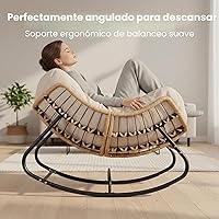 Vista 3 de SWITTE Silla mecedora para exteriores, balancín de patio de tamaño grande tipo papasan, cómoda silla de mimbre para leer, silla de huevo