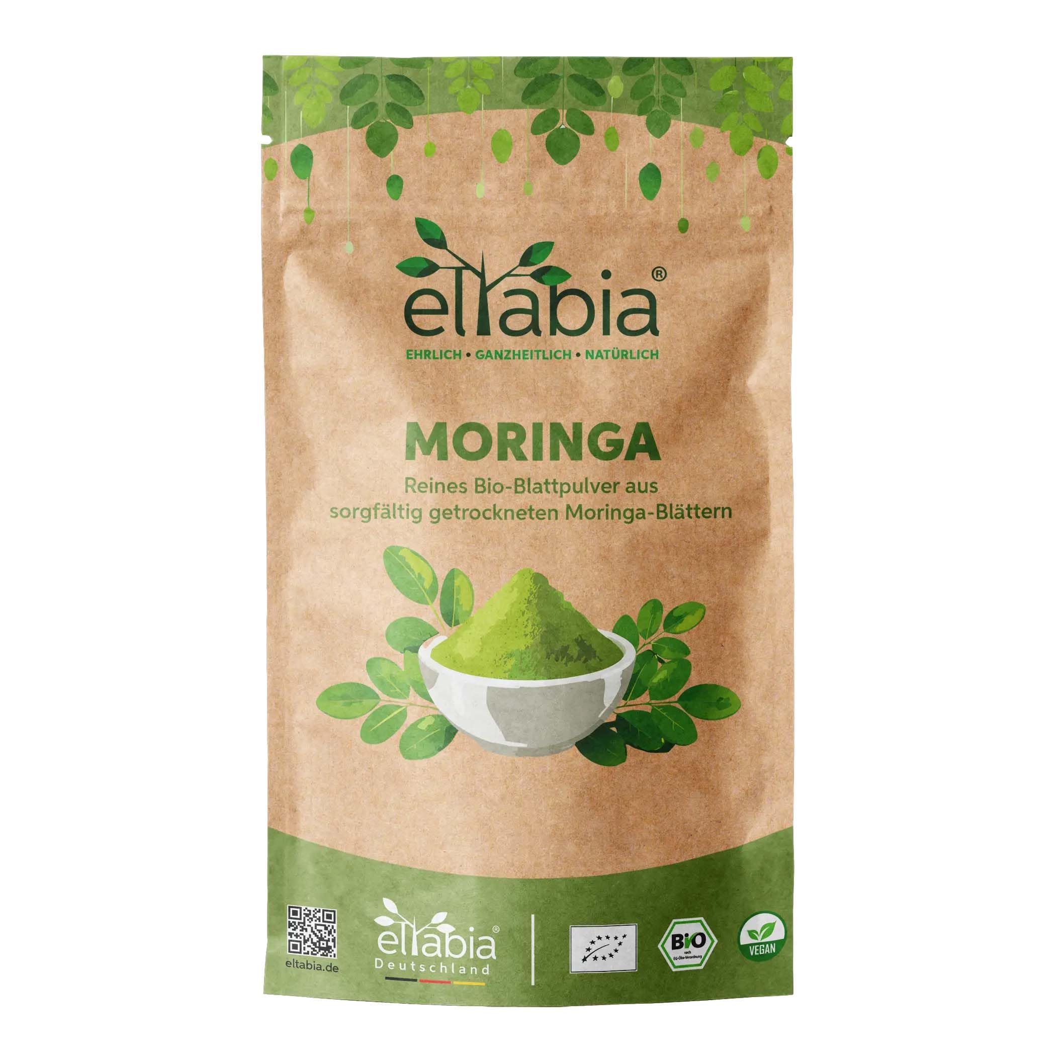 Bio Moringa Pulver 1kg | Moringa Oleifera Blattpulver in Premium Rohkost Qualität | 100% rein ohne Zusätze Vegan | (DE-ÖKO-007) aus Indien
