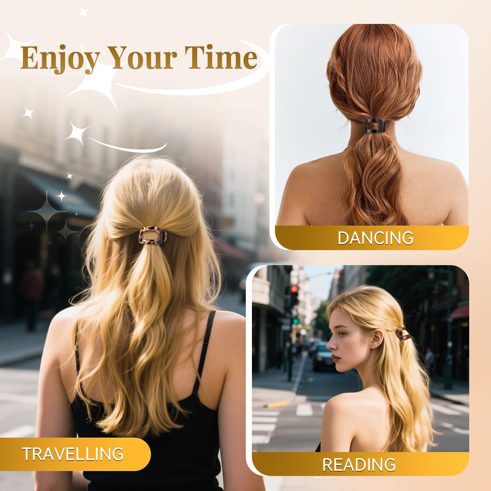 4 PCS Flat Hair Clips for Women Curved Design Flat Claw Clip for Lying Driving - Image 3