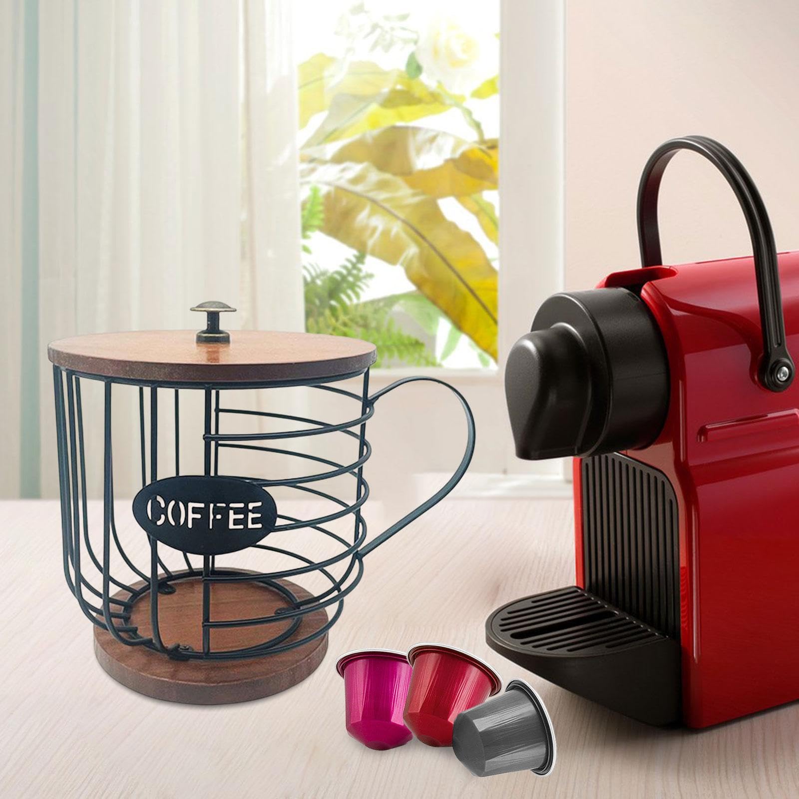 Porta cialde per caffè Contenitore per cialde per caffè Tazza per organizzatore, Gabbie per Capsule di caffè in Ferro Cestello portaoggetti per, Nero