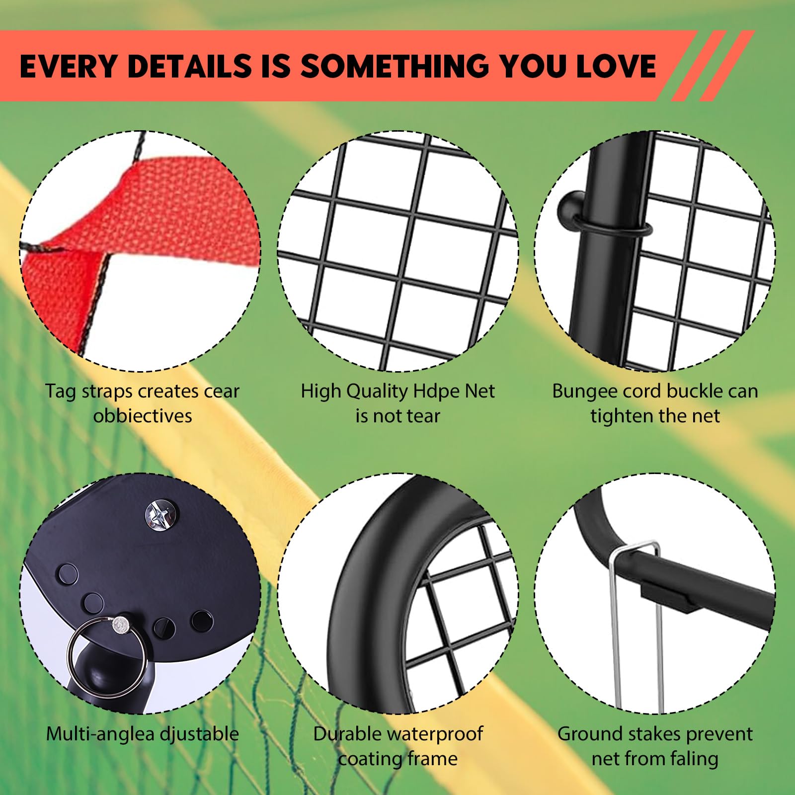 Rebounder siatka do siatkówki ze strefą uderzeniową 2,2 x 1,2 m, regulowana siatka do siatkówki 45°/60°/75°/85°, wielofunkcyjny sprzęt treningowy dla dzieci i dorosłych, idealna do softballa, piłki