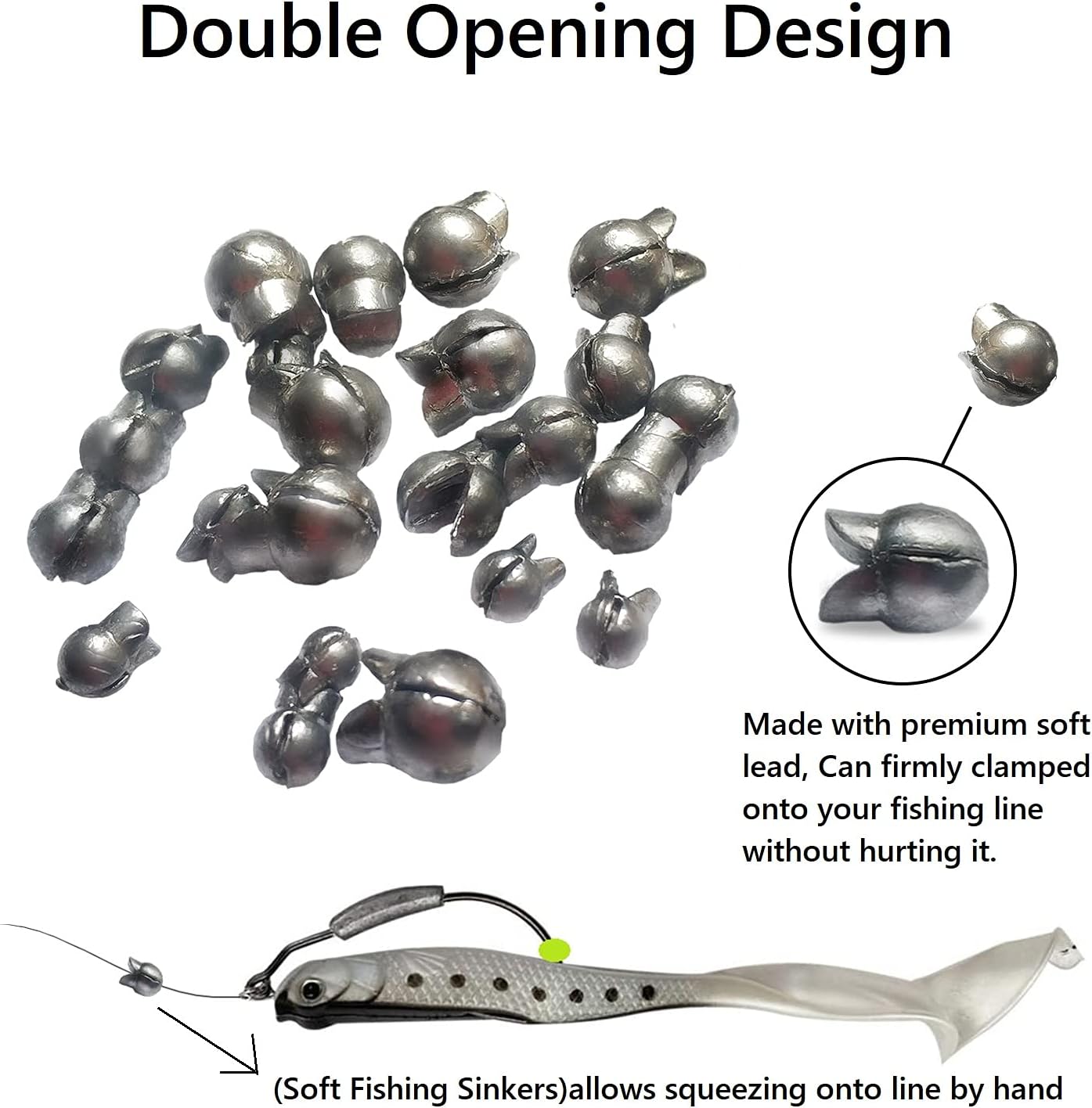 100pcs Fishing Weights Sinkers Kit, Round Removable Split Shot Sinker Weights, Small Fishing Lead Egg Weights 2g, 1.5g, 1g, 0.8g, 0.5g, Fishing Accessories Equipment Gear Stuff Lead Shot Sinkers