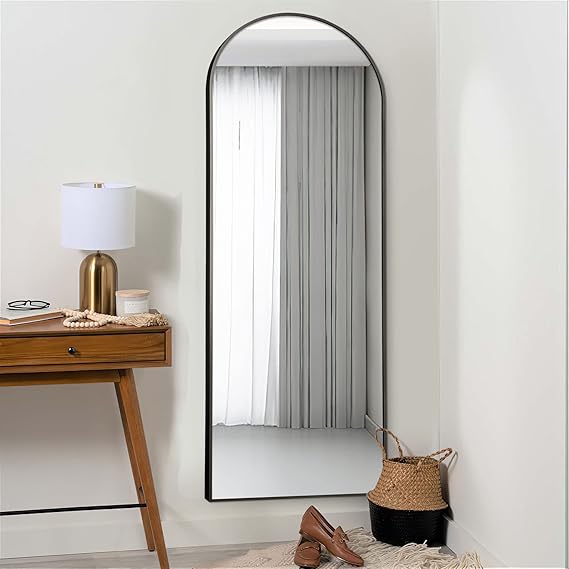 Melodieux Bogen Spiegel 180x76cm | Aluminiumrahmen Ebenholz Optik