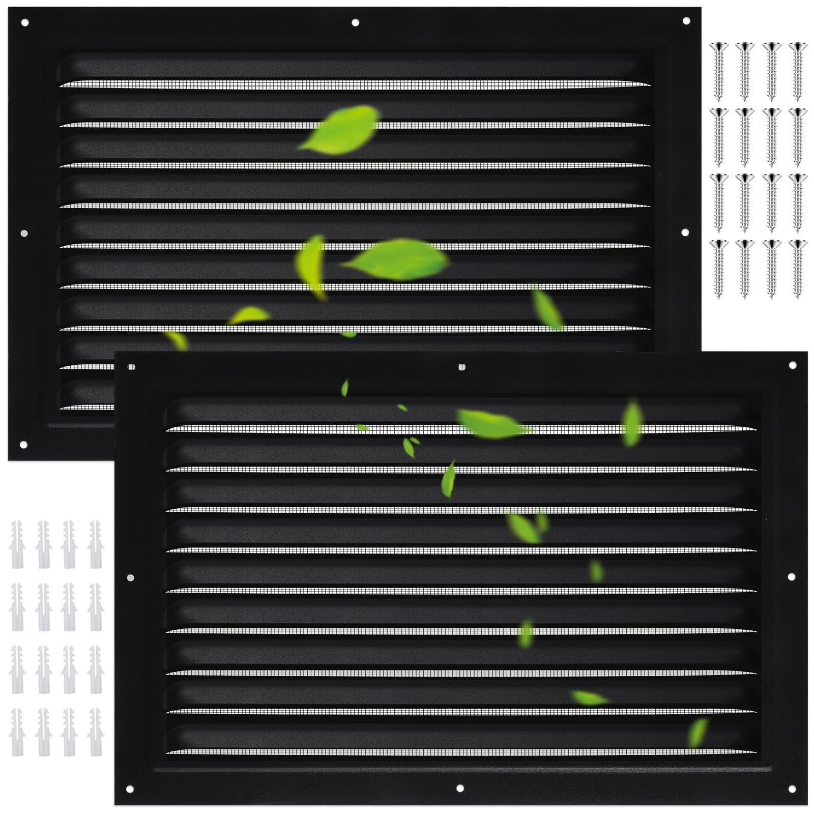 2 Pcs Attic Vent 8" X 12" Metal Shed Vents Louver Vent Grille Gable Vents with Screen Mesh for Indoor Outdoor Garage Attic Ceiling, Boost Ventilation