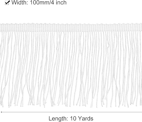 Miniatura 2 de uxcell 10 yardas de 4 pulgadas con flecos de cadeneta y borlas, adorno de encaje de poliéster, para manualidades, manualidades, ropa, lámpara,