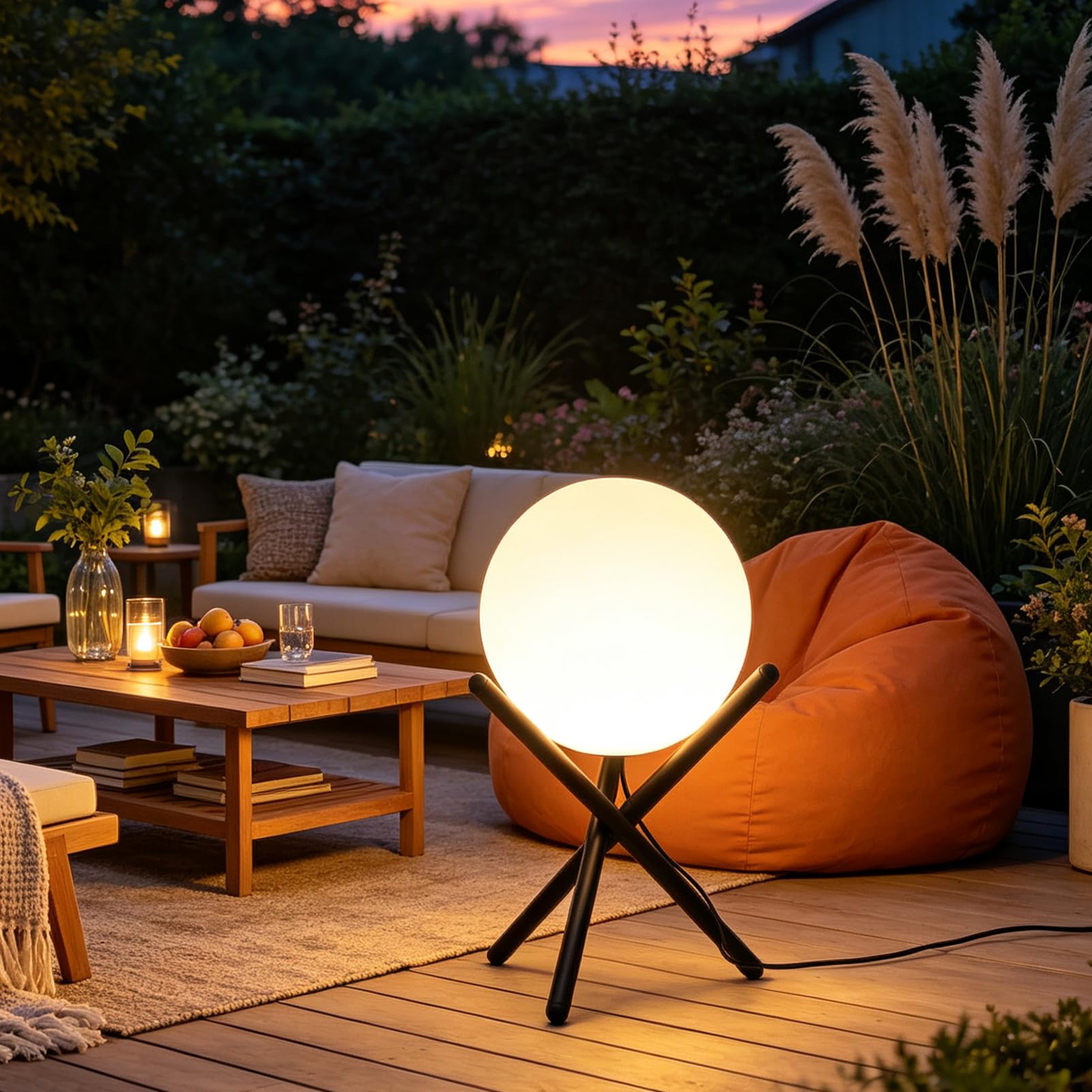 Lightdot 11.8-in Globe Floor Lamp 10W Frosted Shade Tripod Base Decor Light