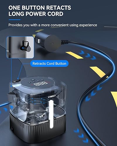 Miniatura 2 de MEIDI Inflador de neumáticos de automóvil compresor de aire portátil bombas de aire de inflado rápido para neumáticos de automóvil con botón de