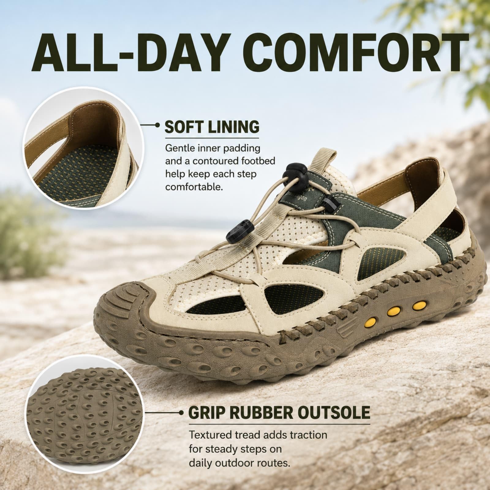 ENEN Sandales Randonnée Homme Bout Fermé, Sandales de Marche Homme Bout Fermé Extérieur 39-48 EU Chaussures de Randonnée Trekking Ete Antidérapante Chaussures d'Eau Plage Respirantes