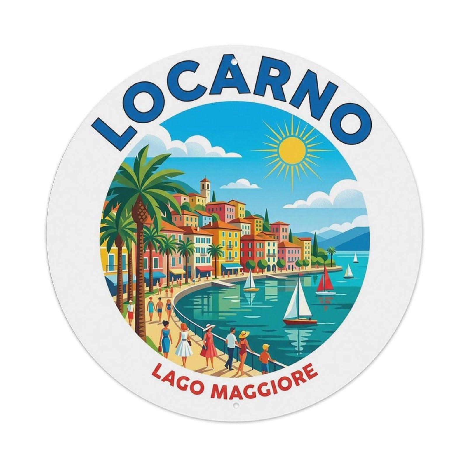 Retro Travel Switzerland Locarno Vintage Metal Tin Sign Plaque Wall Decor for Cafe, Club Bar, Office, Garden Metal Poster 8x8Inch