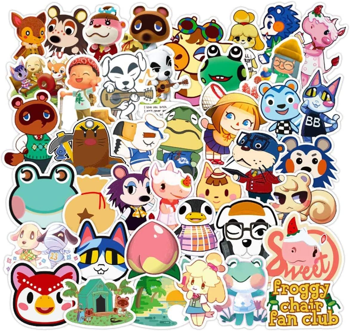 Animal Crossing Stickers - 100Pcs Waterproof Vinyl Cartoon Decals for Water Bottle, Skateboard, Refrigerator, Adults, Teens, Cup, Laptop, Wall, Phone, Scrapbook, Guitar, Christmas Decor