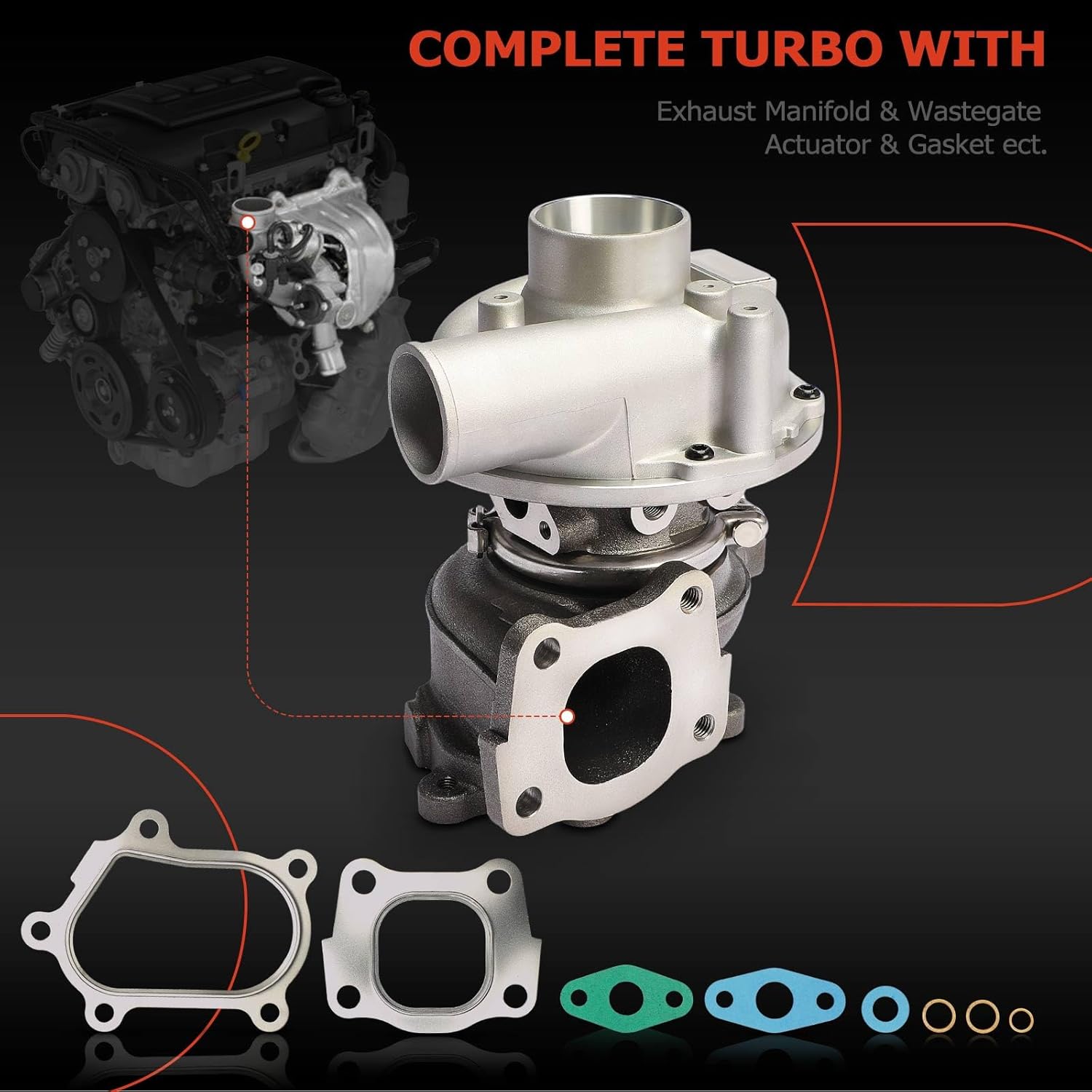 A-Premium RHF55 Complete Turbocharger Turbo Kit Compatible with Isuzu Truck Sumitomo SH240 SH210 JBC JS20 JS240 Excavator 4HK1 Diesel Engine Turbocharger, 5.2L