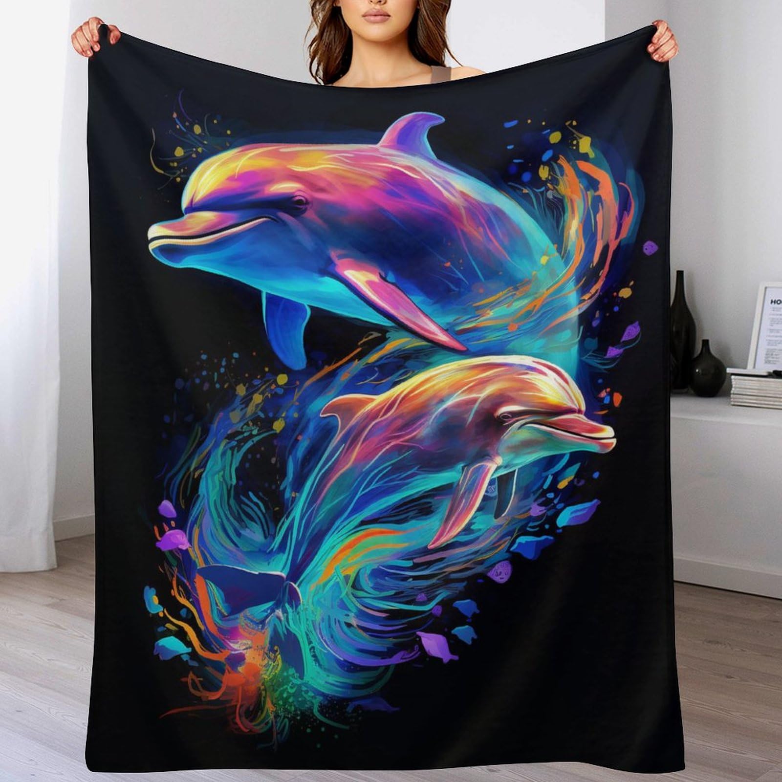 Manta gruesa de franela de tacto mullido y diseño marino exclusivo para sofás modernos