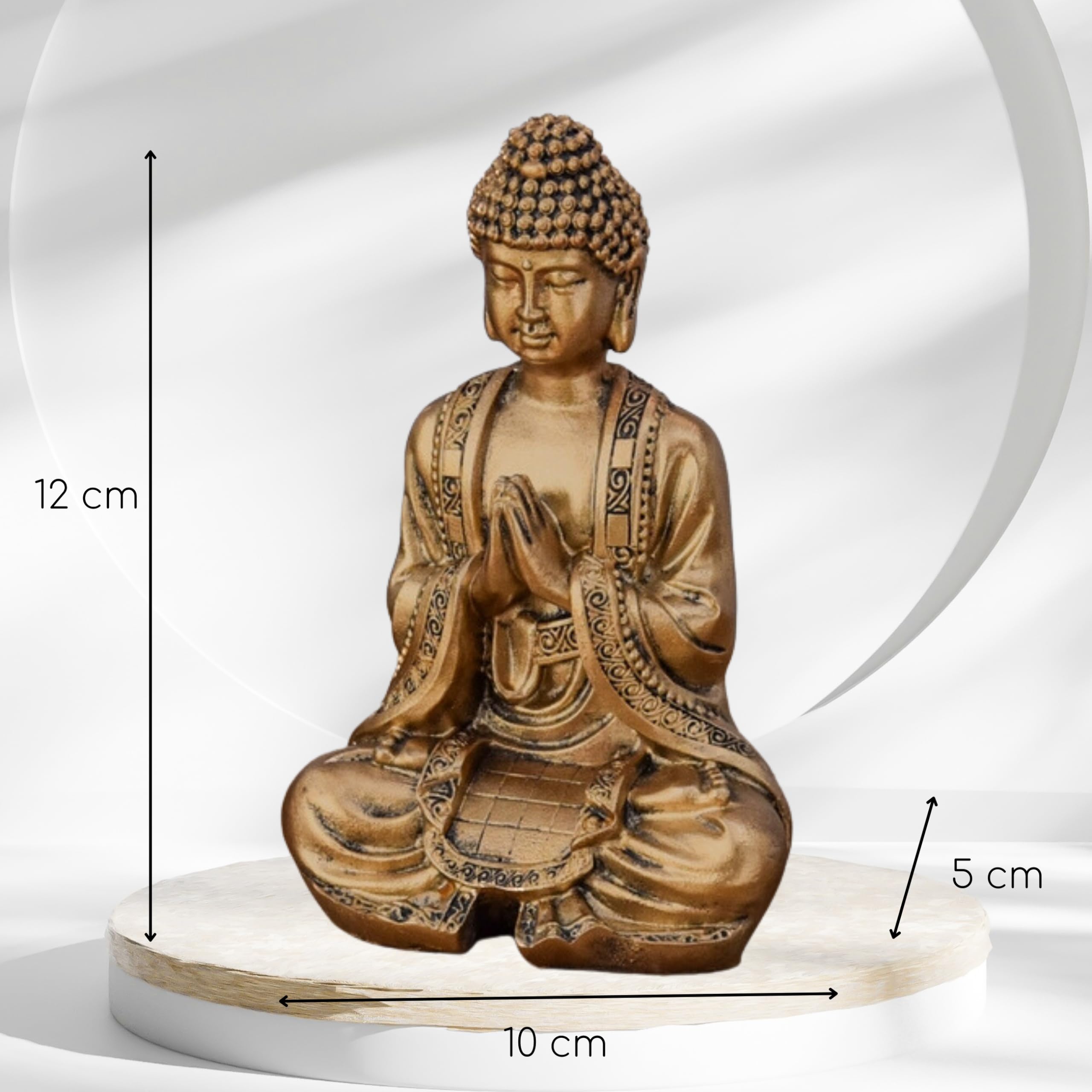 Statue Bouddha Or Méditation – Statuette Décoration Zen et Feng Shui – Apporte de la Spiritualité à Votre Intérieur et Une Ambiance Relaxante – Statue Porte-Bonheur – Hauteur: 12cm – Zen’Light