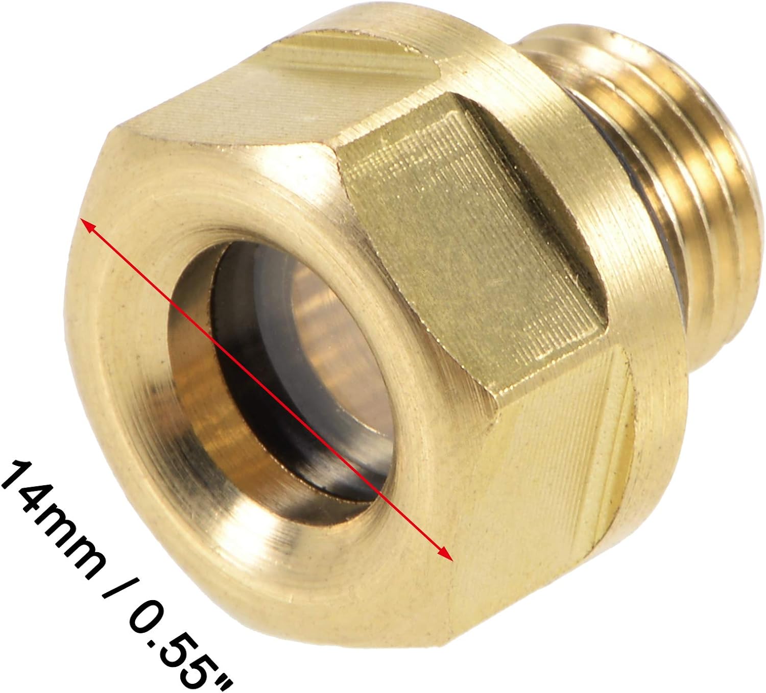 uxcell Oil Liquid Level Gauge Sight Glass M10x1mm Male Threaded Brass Air Compressor Fittings with O-Ring, Yellow 2Pcs