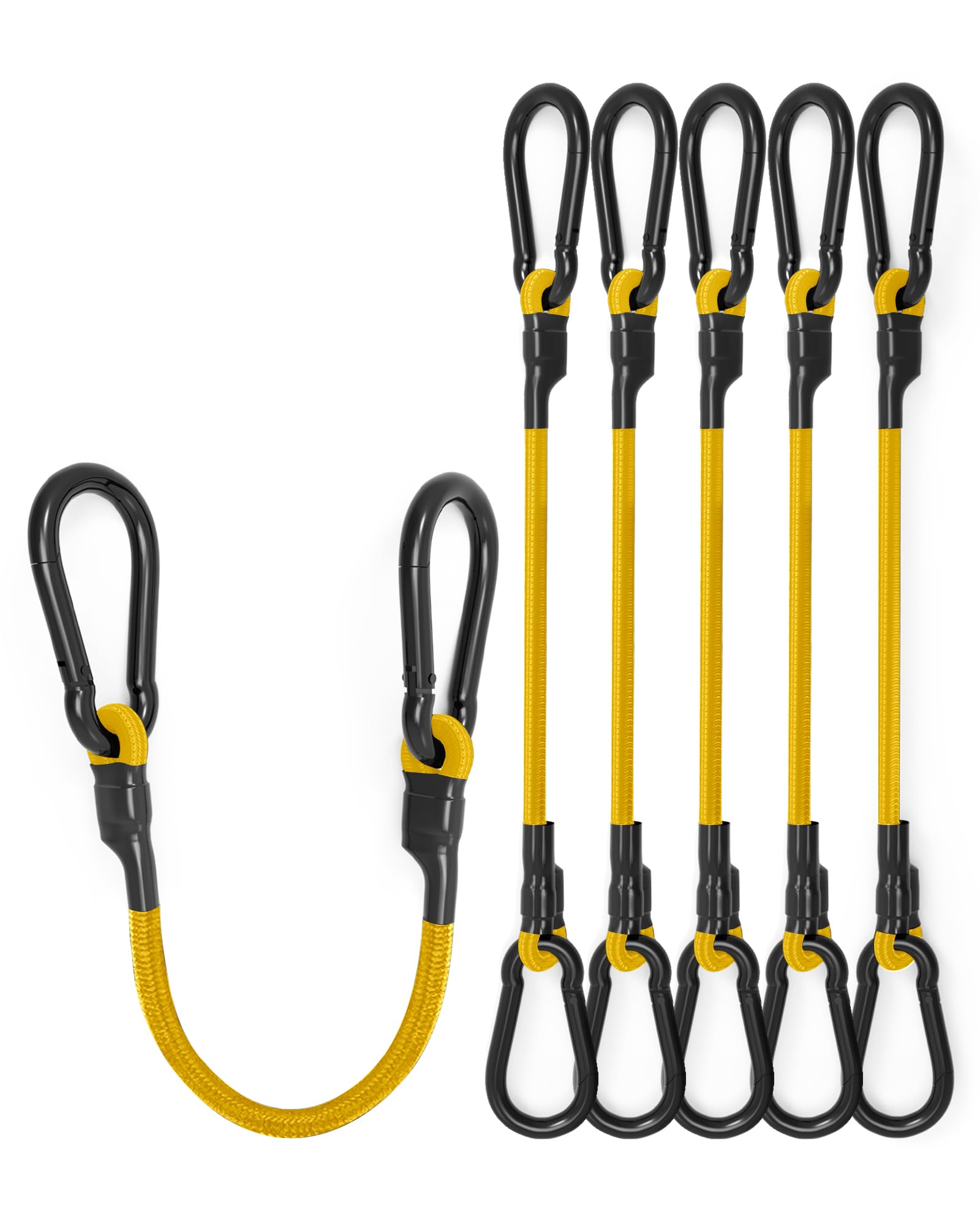 LCUKY Straps 8 Pack 12 Inch Carabiner Bungee Cord with Aluminum Alloy Hooks