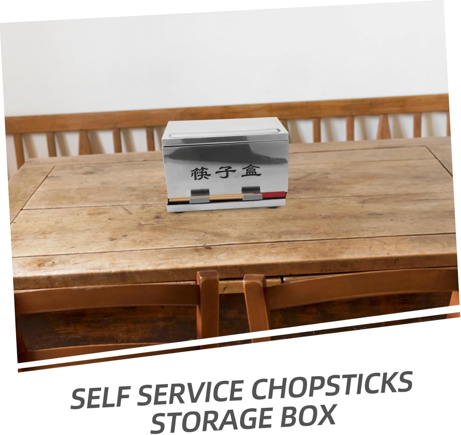 Stainless Steel Chopstick Holder Countertop Silverware Organizer Lid Portable Chopstick Storage Box