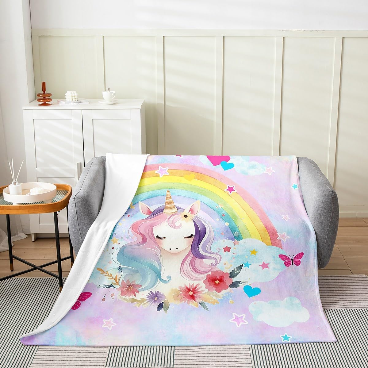 Kawaii Girl Flannel Blanket Queen 90"x90" Warm Lightweight,Watercolor Donut Candy Watercolor Tie Dye Bed Sofa Couch Blankets,Dreamy Sweet Cream Fuzzy Blanket Breathable Flannel Plush Blanket