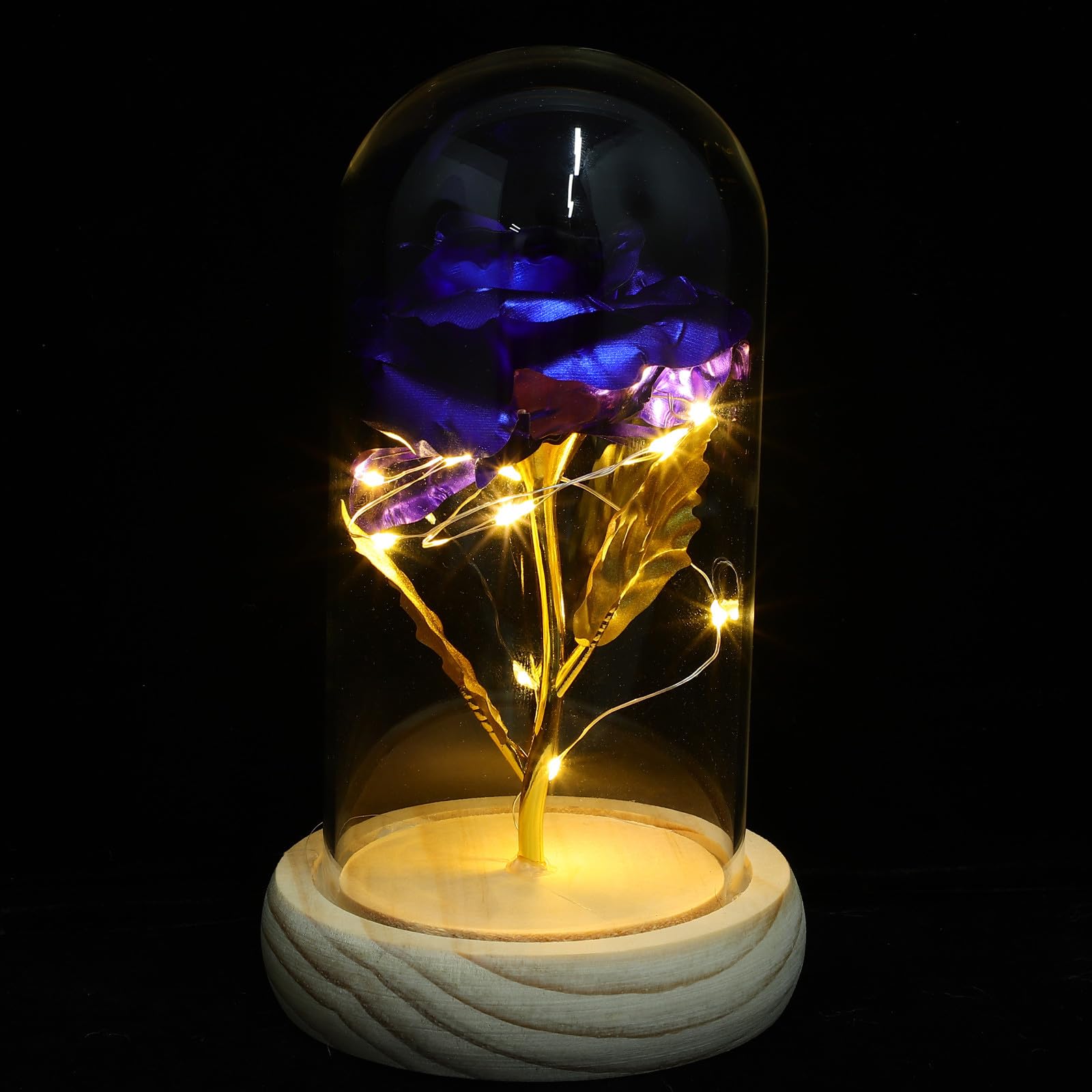 Lámpara de flor artificial LED en cúpula de cristal para regalo del hogar