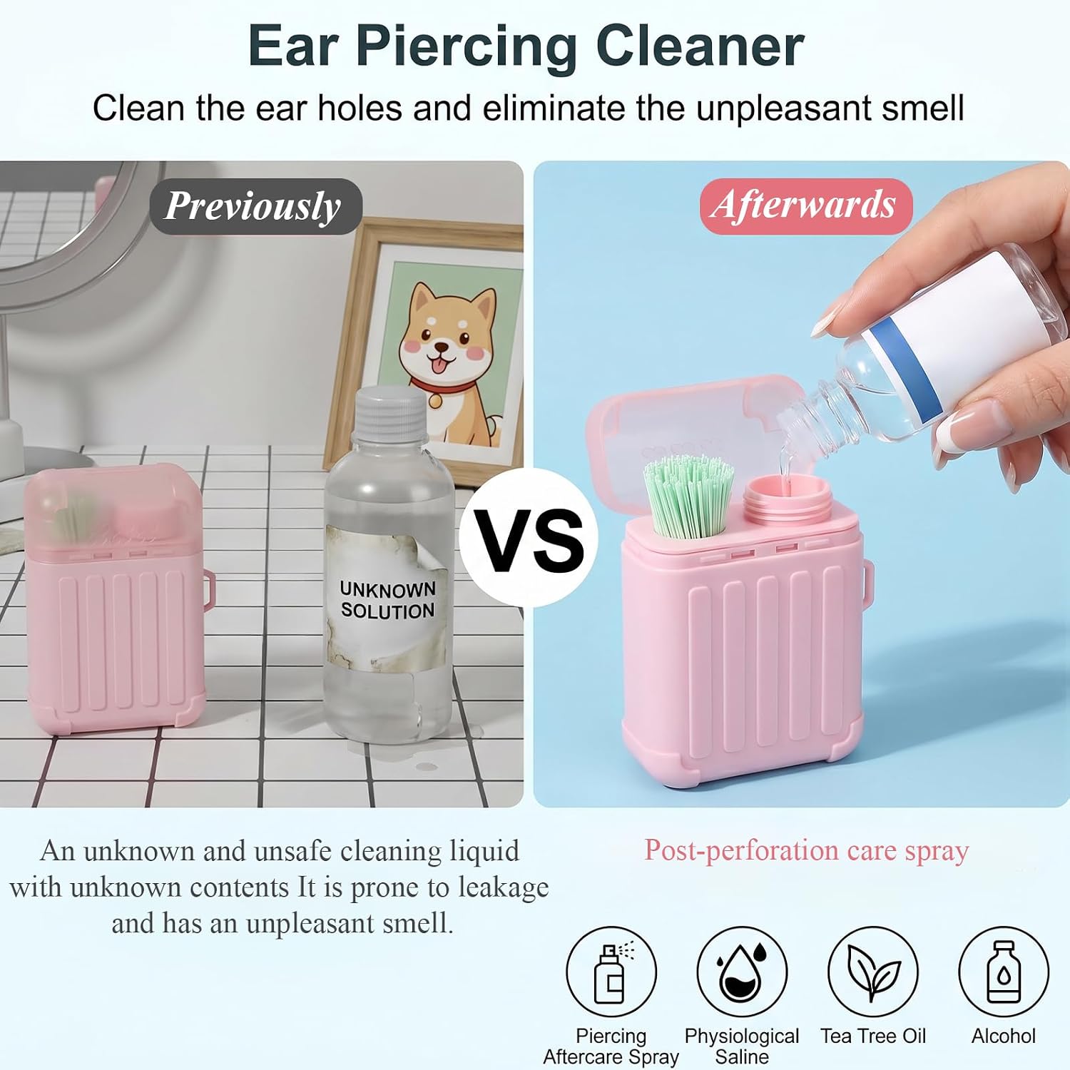 360 Pcs Ear Piercing Cleaning Floss, Disposable Ear Hole Cleaner Piercing Aftercare Cleaning Kit for Women Men (No Cleaning Solution)