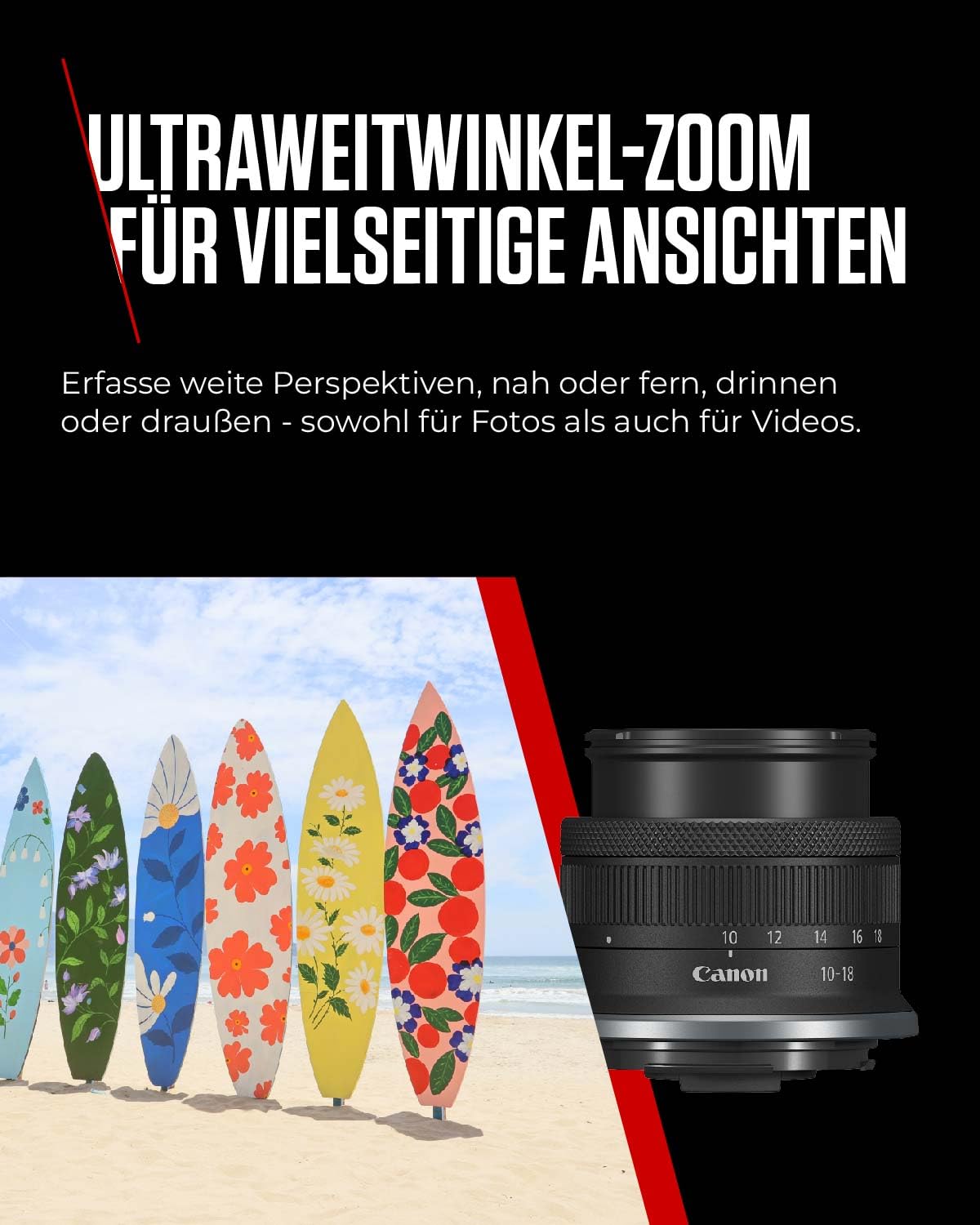 Objectif Canon RF-S 10-18 mm F4,5-6,3 is STM Zoom Ultra Grand-Angle, stabilisateur d'image Optique 4 Vitesses, Voyages/vlog, Compatible Canon EOS R