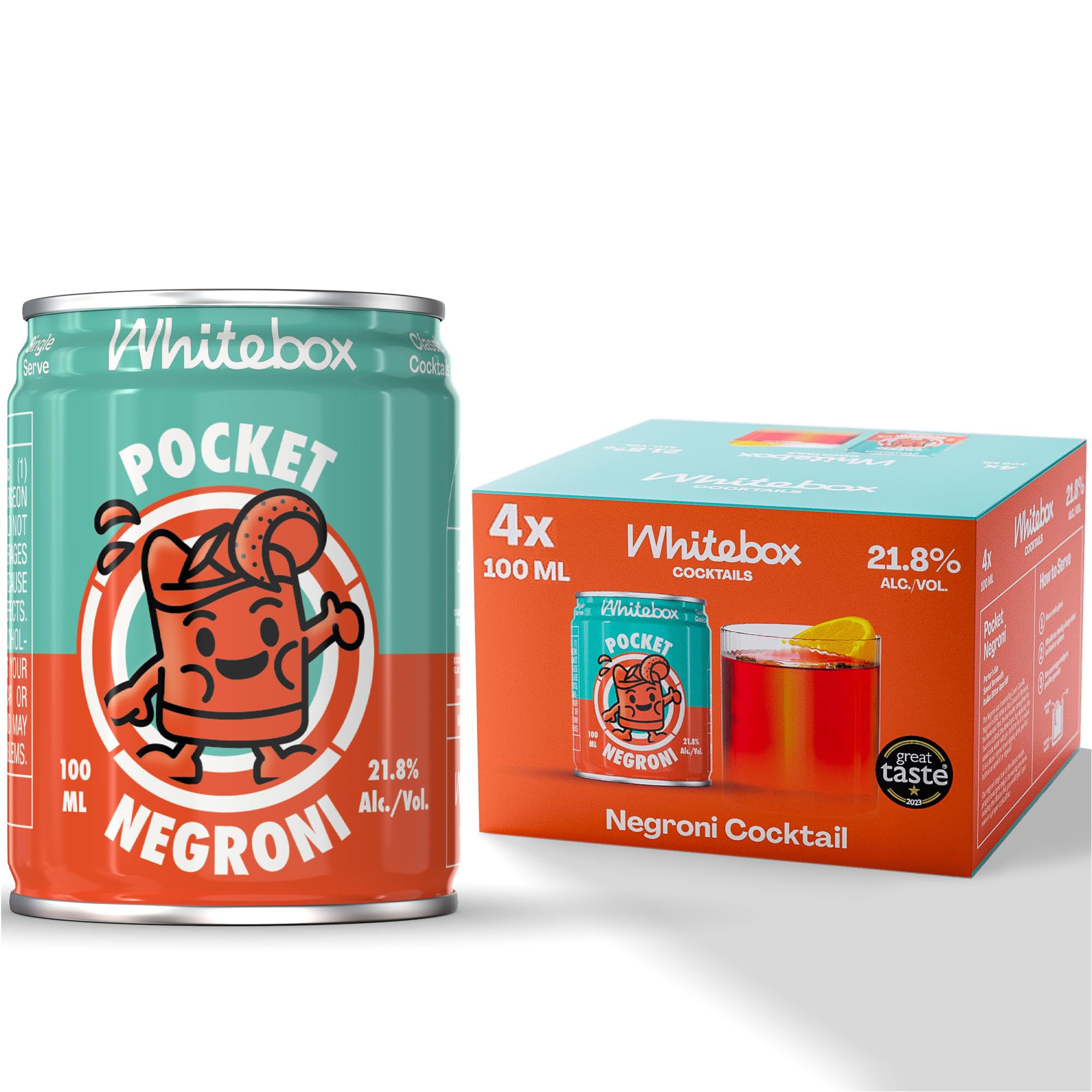 WHITEBOX COCKTAILS Single Serve Classic Pocket Negroni — Case Of 4 Cocktail Cans | Classic Full Strength Negroni Cocktail | Pre-mixed Cocktails Ready To Drink 4x100ml