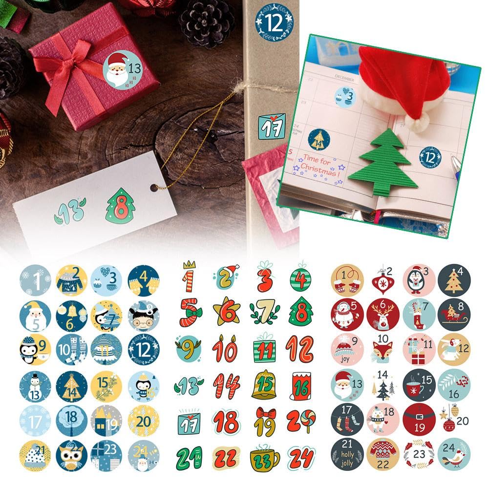 24 Weihnachts-Adventskalender Zahlen-Aufkleber 1–24 – Selbstklebend, 4,5 Cm Durchmesser – Für DIY & Deko