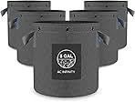 AC Infinity Heavy Duty Fabric Pots, 5 Gallon Aeration Reusable Grow Bags 5-Pack with 500G Thick Nonwoven Fabric and Multi-Purpose Rings, for Low Stress Plant Training Fruits, Vegetables, and Flowers