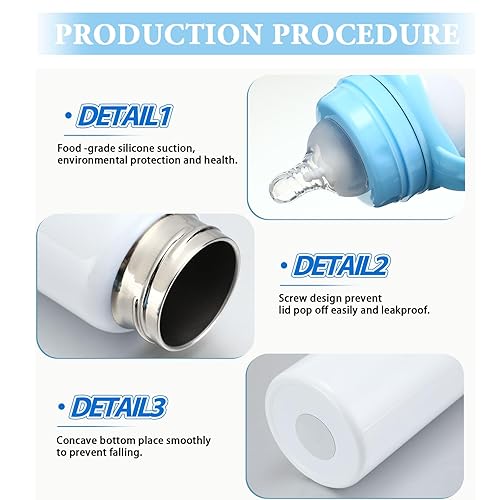 Miniatura 4 de Trelaco - 4 vasos de sublimación en blanco con asa de 8 onzas, vasos aislados al vacío de doble pared de acero inoxidable no tóxico, a prueba