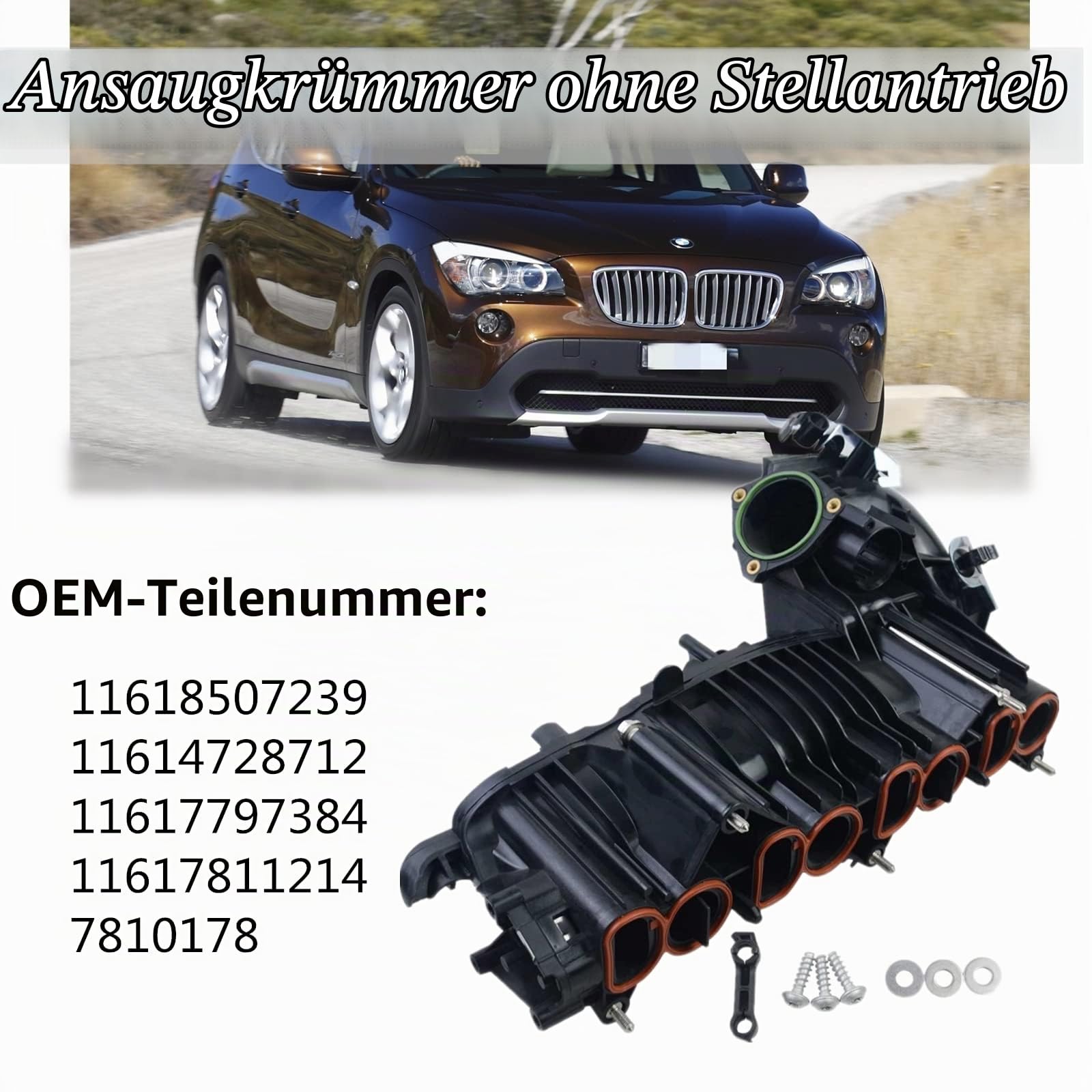 Bisenya 11617811214 Ansaugstutzen w/o Stellmotor 2.0D Kompatibel mit E81 E87 E90-E93 E60-E61 X1 E84 X3 E83 N47 Motoren #11618507239 11614728712