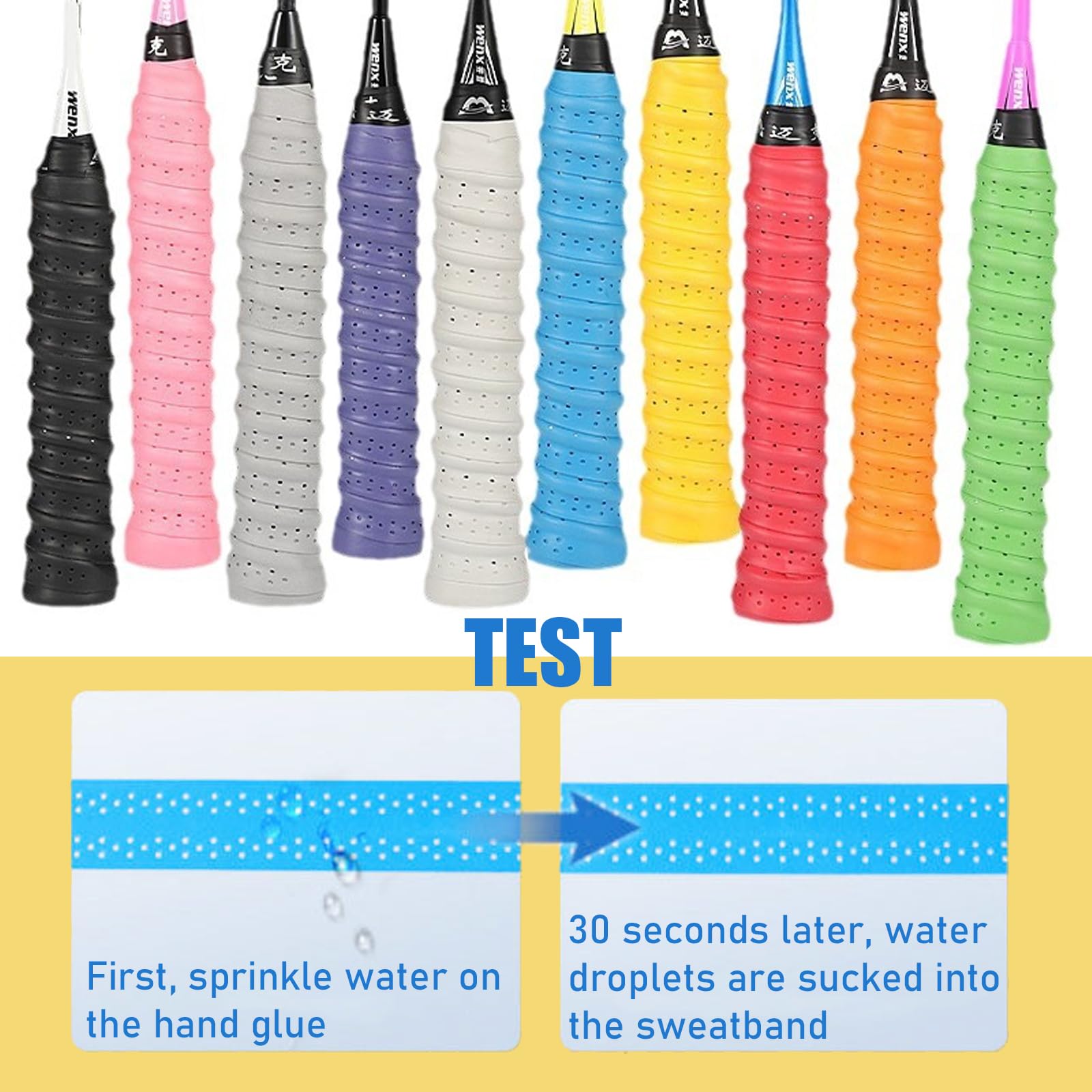 Nastro Grip Per Racchette - 10 Pezzi, Antiscivolo, Assorbente, Per Tennis E Badminton - Foto 8