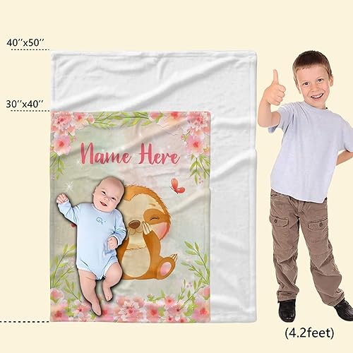 Miniatura 368 de Manta personalizada con diseño de jirafa y elefante, manta de franela suave, acogedora y ligera con nombre para sofá, cama, sofá, regalo, unisex