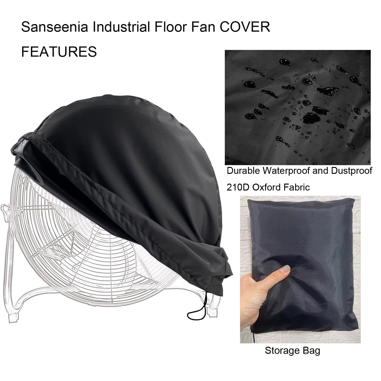 Cubierta de ventilador de piso industrial, cubierta de ventilador impermeable y a prueba de polvo, apta para la mayoría de ventiladores de piso de 18 y 20 pulgadas de alta velocidad para 5