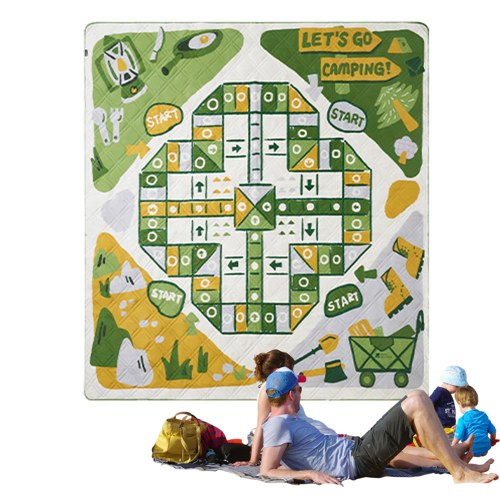Generisch Manta de picnic para exteriores, plegable y apta para lavadora, diseño de campo de juego, para jardín, parque, camping, salón, césped, festival, estadio
