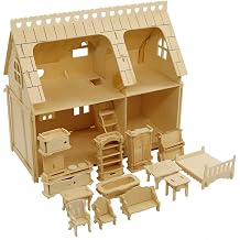 3D Puzzle House, Fantasy Villa Model Kit with Dollhouse Furniture