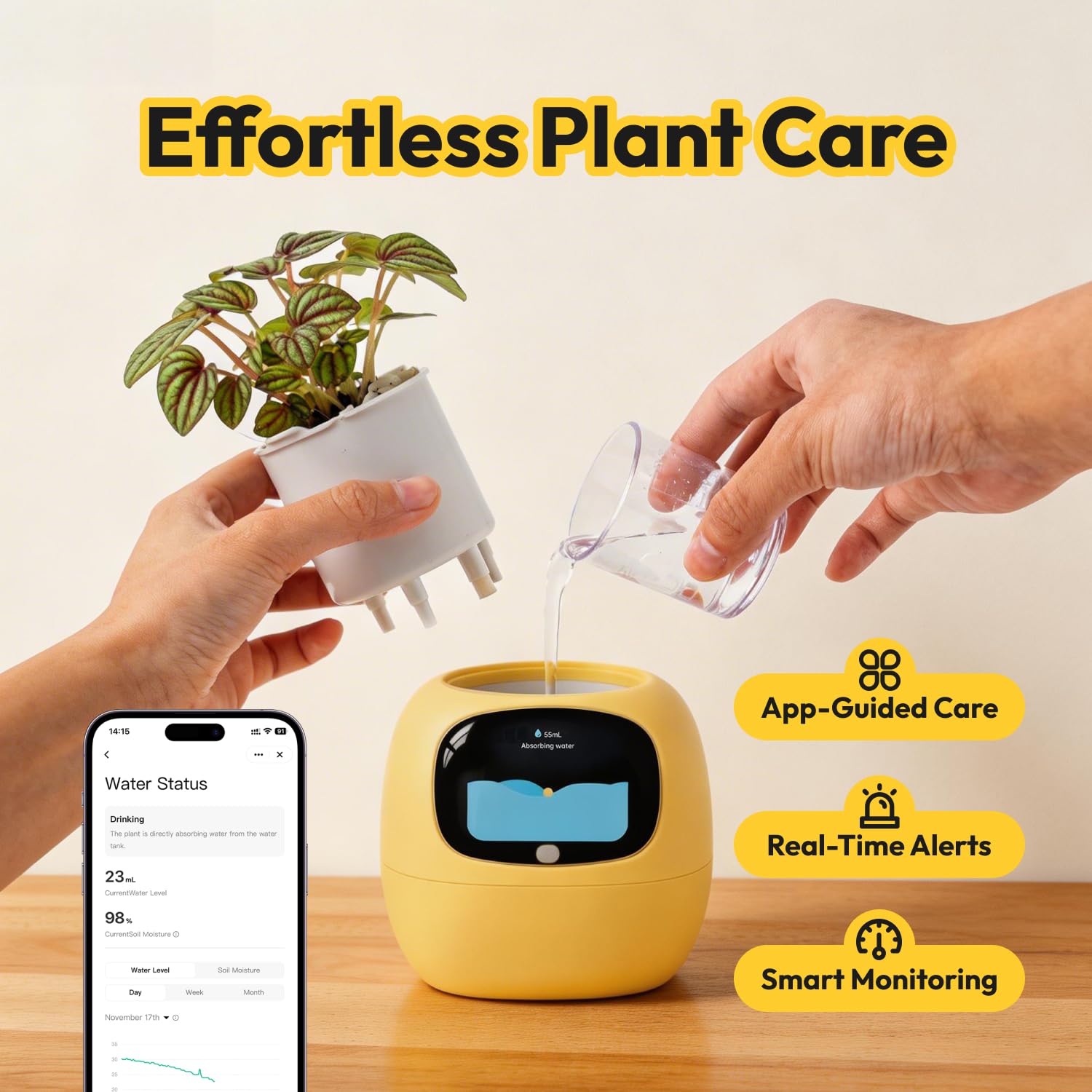 PLANTSIO Ivy Interaktiver KI-Schreibtisch-Begleiter, intelligentes Pflanzentier mit über 100 Ausdrücken, niedlicher Indoor-Pflanztopf für Bürodekoration, einzigartiges Geschenk für Pflanzenliebhaber