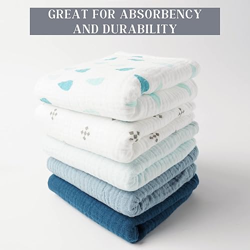 Miniatura 4 de MairMore Paquete de 5 paños de muselina para eructos para bebé, paños de muselina neutra para bebés, niños y niñas, toalla para recién nacidos,