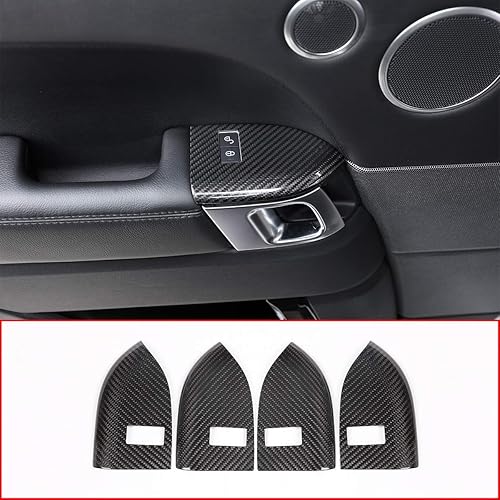 Miniatura 6 de CHEYA - 4 piezas de fibra de carbono real para Landrover Range Rover Sport RR Sport 2014-2019 Car Child Lock Button Cover Tim Accessories