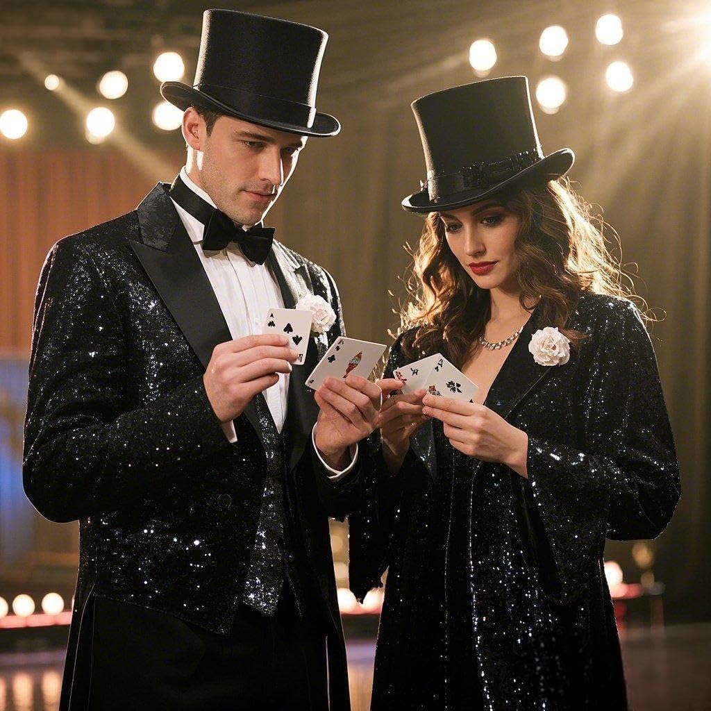 Top Hat for Men Women Adult, Magician Victorian Pilgrim Theatrical Clown Bowler Tailcoat, Cosplay Costume